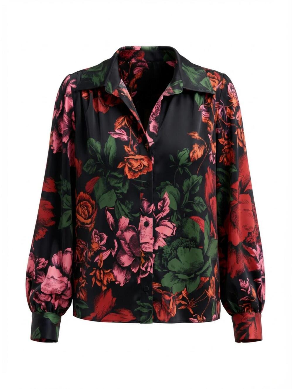 Hutch Floral Satin Button Down Olin Top